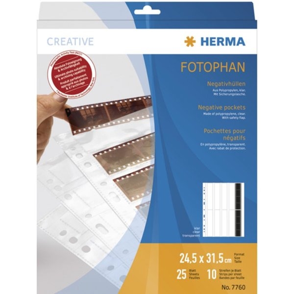 HERMA Negativhüllen, transparent, für 10 x 4 Streifen, Packung à 25 Hüllen Image