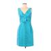 Kate Spade New York Casual Dress - Sheath V-Neck Sleeveless: Blue Solid Dresses - Women's Size 6