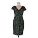 Adrianna Papell Casual Dress - Sheath V-Neck Short sleeves: Green Print Dresses - Women's Size 10