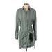 Zara Casual Dress - Shirtdress Collared Long sleeves: Green Stripes Dresses - Women's Size X-Small