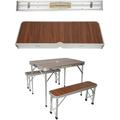 Alu Table de Camping Pliante avec chaises, 2x banc 1x table, Table Valise Pique-Nique Camping,