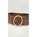 Jessica Simpson Accessories | Jessica Simpson Brown Leather Braided Belt Wide Woven Bohemian Brass Buckle M | Color: Brown | Size: M