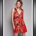 Free People Dresses | Free People Fp Back Yard Party Dress Size M Red Summer Dress W Large Florals | Color: Orange/Red | Size: M