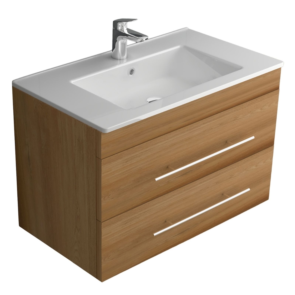 Alpenberger Waschtisch mit Unterschrank | Badmöbel Set Keramik Waschbecken | Waschbeckenunterschrank Vormontiert | Waschplatz mit SoftClose Schubladen Image