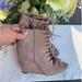 Jessica Simpson Shoes | Jessica Simpson Barlette Studded Open Toe Lace Up Wedge Booties Sz 5.5 | Color: Cream | Size: 5.5
