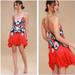 Free People Dresses | Free People Sweet Lucy Tassel Tie Back Ruffle Mini Dress Size Xs | Color: Blue/Red | Size: Xs