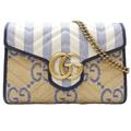 Gucci Accessories | Gucci Gucci Gg Marmont Chain Shoulder 474575 Wallet Raffia X Leather Light Bl... | Color: White | Size: Os