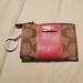 Coach Accessories | Coach Id Card Holder With Zippered Pocket For Cash With Keychain | Color: Brown/Pink | Size: Os
