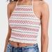 American Eagle Outfitters Tops | American Eagle Women’s Smocked Halter Crop Top Size- Small | Color: Cream/Pink | Size: S