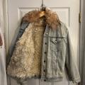 American Eagle Outfitters Jackets & Coats | American Eagle Faux Fur Jean Jacket Nwt Small | Color: Blue/Pink | Size: S