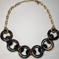 J. Crew Jewelry | J.Crew Tortoise Shell Lucite Circle Link Necklace W. Gold Tone Adjustable Chain | Color: Brown/Gold | Size: Os