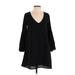 Mary & Mabel Casual Dress - Mini V-Neck 3/4 sleeves: Black Solid Dresses - Women's Size X-Small