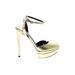 B Brian Atwood Heels: Pumps Stiletto Glamorous Gold Solid Shoes - Women's Size 8 - Open Toe