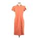 NANETTE Nanette Lepore Casual Dress - Sheath Collared Short sleeves: Orange Solid Dresses - Women's Size 8