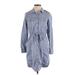 Gap Casual Dress - Shirtdress Collared 3/4 sleeves: Gray Print Dresses - Women's Size Small