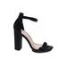 Wild Diva Heels: Slip-on Chunky Heel Minimalist Black Solid Shoes - Women's Size 9 - Open Toe
