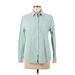 Gap Long Sleeve Button Down Shirt: Teal Marled Tops - Women's Size Medium