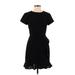 Club Monaco Cocktail Dress - Mini High Neck Short Sleeve: Black Solid Dresses - Women's Size 2