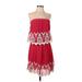 Pink Owl Casual Dress - Mini Open Neckline Sleeveless: Red Dresses - Women's Size Small