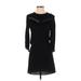 H&M Casual Dress - A-Line Crew Neck 3/4 sleeves: Black Print Dresses - Women's Size 4