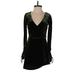 Urban Outfitters Casual Dress - Mini Plunge Long sleeves: Black Solid Dresses - Women's Size X-Small