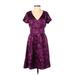 Banana Republic Casual Dress - A-Line V Neck Short sleeves: Purple Dresses - Women's Size 0