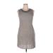 Lina Tomei Casual Dress - Mini High Neck Sleeveless: Gray Solid Dresses - Women's Size X-Large