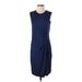 Maison Jules Casual Dress - Sheath Crew Neck Sleeveless: Blue Solid Dresses - Women's Size Large