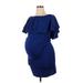 My Bump Casual Dress - Mini Crew Neck Short sleeves: Blue Solid Dresses - Women's Size Large Maternity