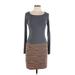 Bailey 44 Casual Dress - Sweater Dress: Gray Color Block Dresses - Women's Size Large