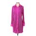 Sincerely Jules Casual Dress - Shirtdress: Pink Solid Dresses - Women's Size Small