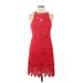 Ark & Co. Casual Dress - Mini High Neck Sleeveless: Red Solid Dresses - Women's Size Medium