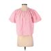 lost & wander Short Sleeve Blouse: Pink Print Tops - Women's Size X-Small
