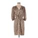 Rebecca Taylor Casual Dress - Wrap: Tan Leopard Print Dresses - Women's Size 4