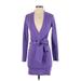 ASOS Casual Dress - Bodycon Plunge Long sleeves: Purple Print Dresses - Women's Size 2