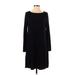 BCBGMAXAZRIA Casual Dress - Shift Crew Neck Long sleeves: Black Solid Dresses - New - Women's Size Small