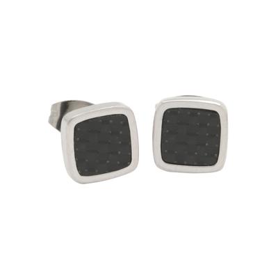 Paar Ohrstecker FIRETTI "Schmuck Geschenk Ohrschmuck Quadrat", schwarz (edelstahlfarben, schwarz), Ohrringe, Damen, Edelstahl-Carbon, Edelstahl, Carbon, Made in Germany - mit Carbon Image