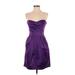 Teeze Me Cocktail Dress - Fit & Flare Strapless Sleeveless: Purple Solid Dresses - Women's Size 2