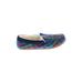 Lands' End Flats: Slip-on Platform Casual Blue Print Shoes - Women's Size 7 - Almond Toe