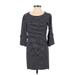 Ann Taylor Casual Dress - Shift: Black Stripes Dresses - Women's Size 4