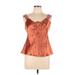Nine West Sleeveless Silk Top Orange Print Tops - Women's Size 10 Petite