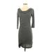 Ann Taylor LOFT Casual Dress - Sheath Cowl Neck 3/4 sleeves: Gray Marled Dresses - Women's Size Small