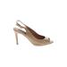 Ann Taylor Heels: Slingback Stilleto Minimalist Ivory Print Shoes - Women's Size 6 1/2 - Peep Toe