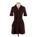 Zara Basic Casual Dress - Shirtdress: Burgundy Dresses - Women's Size X-Small