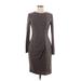 Vince Camuto Casual Dress - Sheath Crew Neck Long sleeves: Gray Print Dresses - Women's Size 6