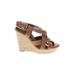 Jessica Simpson Wedges: Espadrille Platform Casual Brown Solid Shoes - Women's Size 7 1/2 - Open Toe