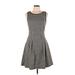 M.S.S.P. Casual Dress - A-Line Scoop Neck Sleeveless: Gray Dresses - Women's Size Large