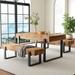 3-Piece Dining Table Set for 4 People, 59" Kitchen Table Set with 2 Bench, Dining Room Table with Heavy-Duty Frame