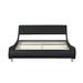 Curve Sleigh Design Platform Bed Frame with Multi-colour RGB LED Lights, Wood Slat Support, Faux Leather Upholstered - Queen