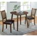 3pc Dining Set Round Dining Table And 2x Side Chairs, Transitional Solid wood Dining Room Furniture Leatherette Padded Seat